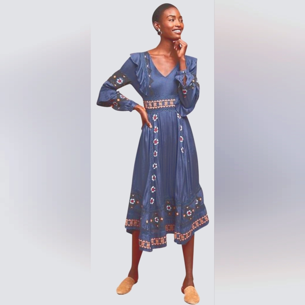 NWT Anthropologie Love Sam embroidered midi dress
